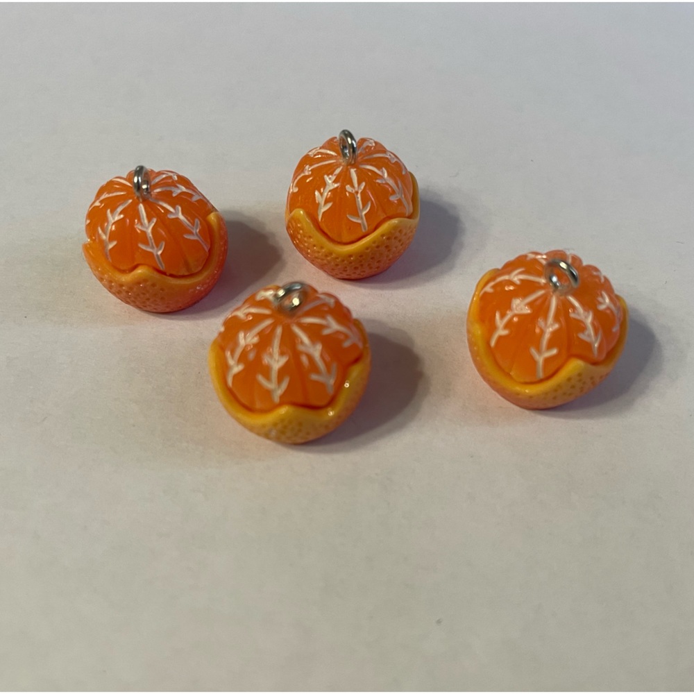 4 orange charms for earrings